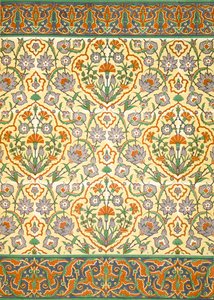 Mosaico in maiolica con bordo che utilizza motivi ripetuti altamente stilizzati con forme vegetali, da un chiosco, XIX secolo da Emile Prisse d